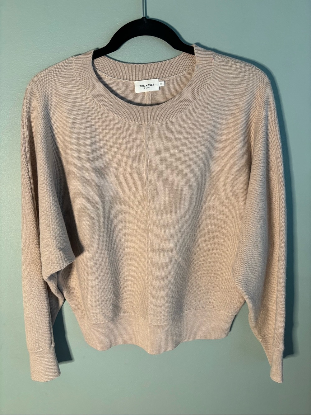 The Reset R Label 100% Wool Dolman Crewneck Sweater Beige Size M RE828